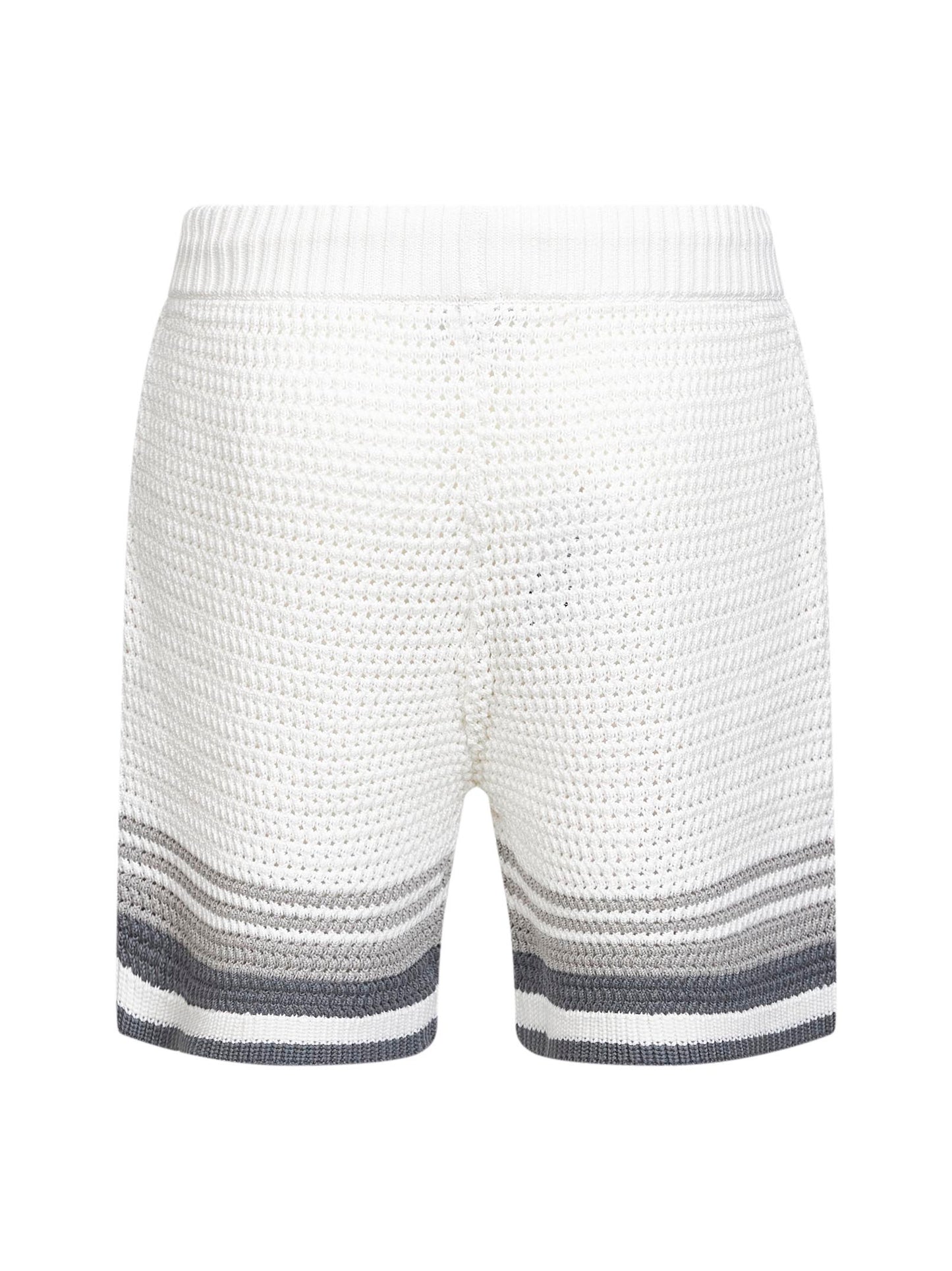 Shorts in cotone all'uncinetto bianco e grigio