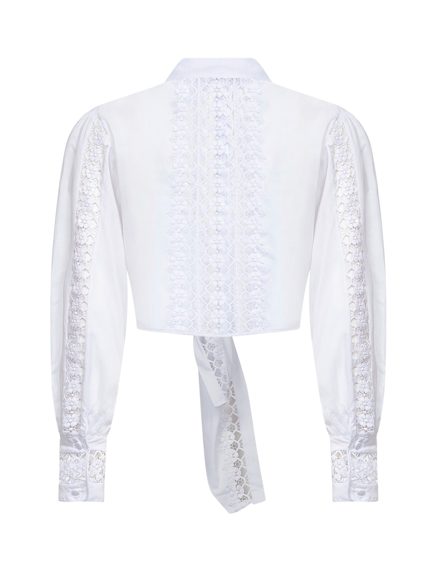 White voile and guipure Devi tied blouse <BR/>