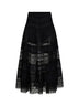 Gonna lunga Serza in voile e guipure nero