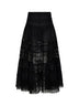 Gonna lunga Serza in voile e guipure nero