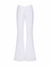 Pantaloni svasati Vianora in pizzo floreale e voile bianco