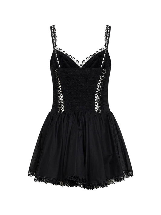 Black voile and guipure Gardenia mini dress