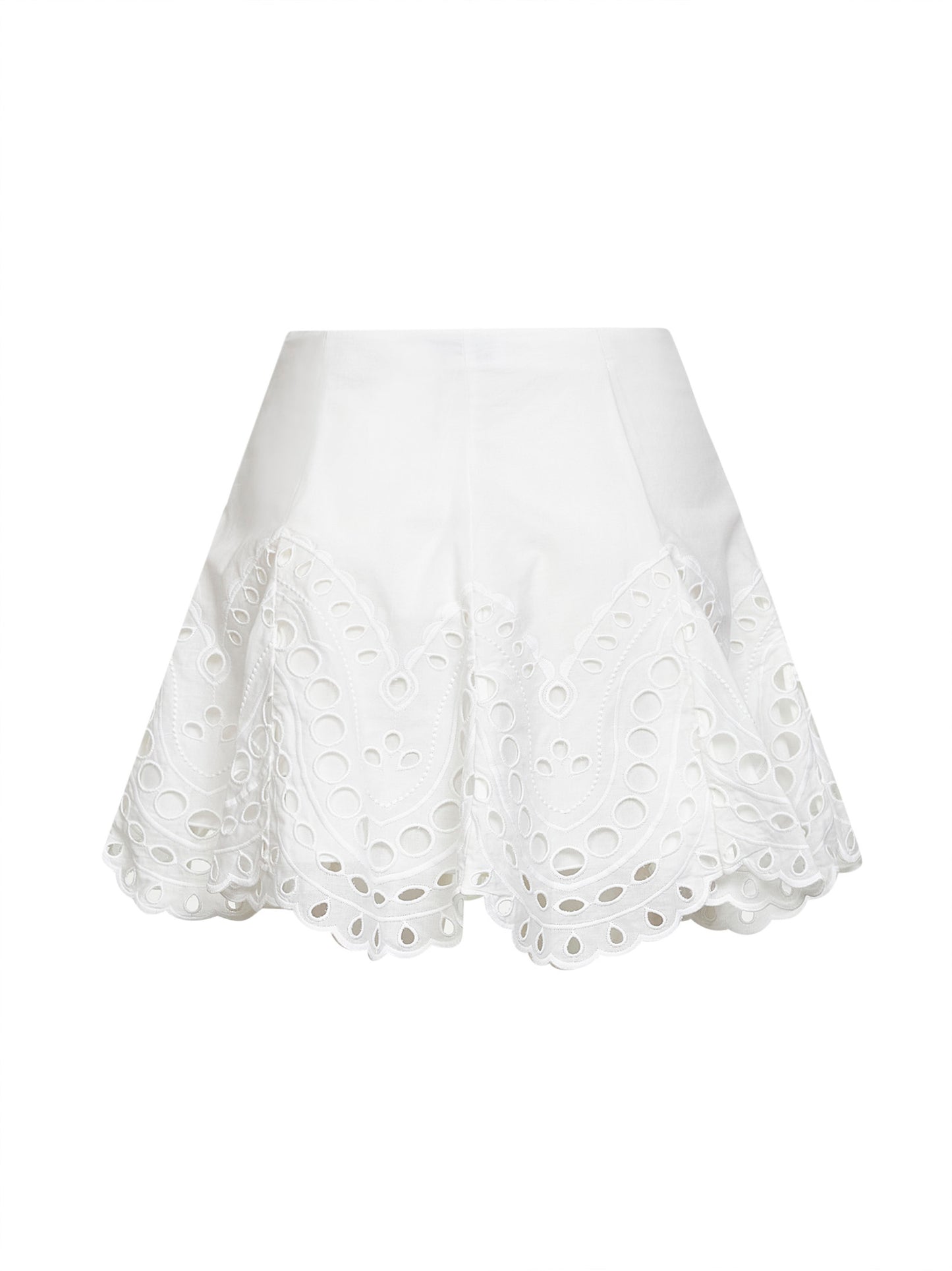 White embroidered cotton blend Sail mini skirt