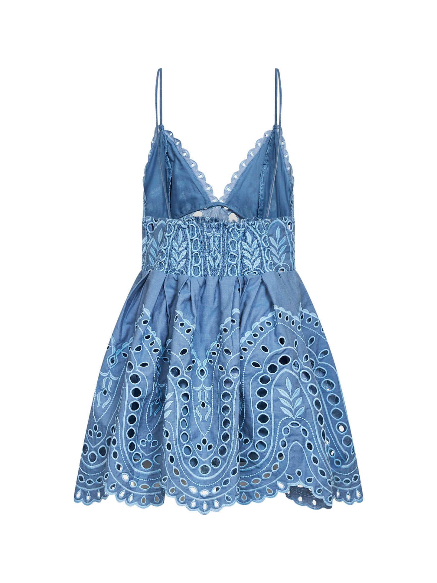 Miniabito Nix in misto cotone ricamato azzurro