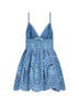 Miniabito Nix in misto cotone ricamato azzurro
