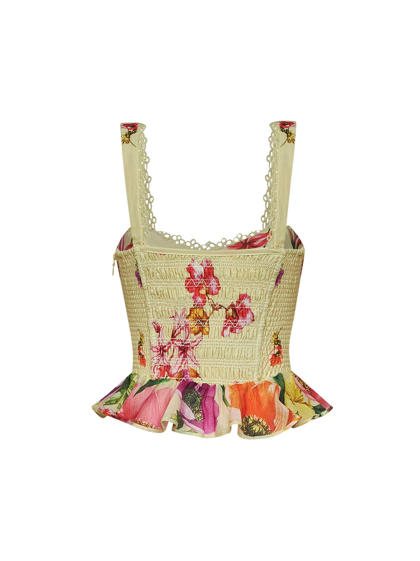 Top bustier Floret in cotone stampa floreale giallo<BR/>