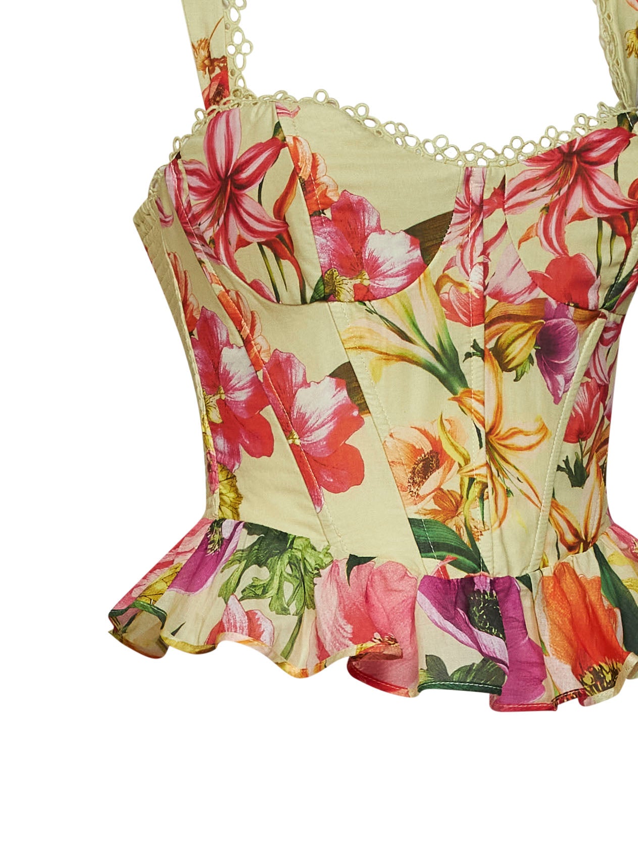 Top bustier Floret in cotone stampa floreale giallo<BR/>