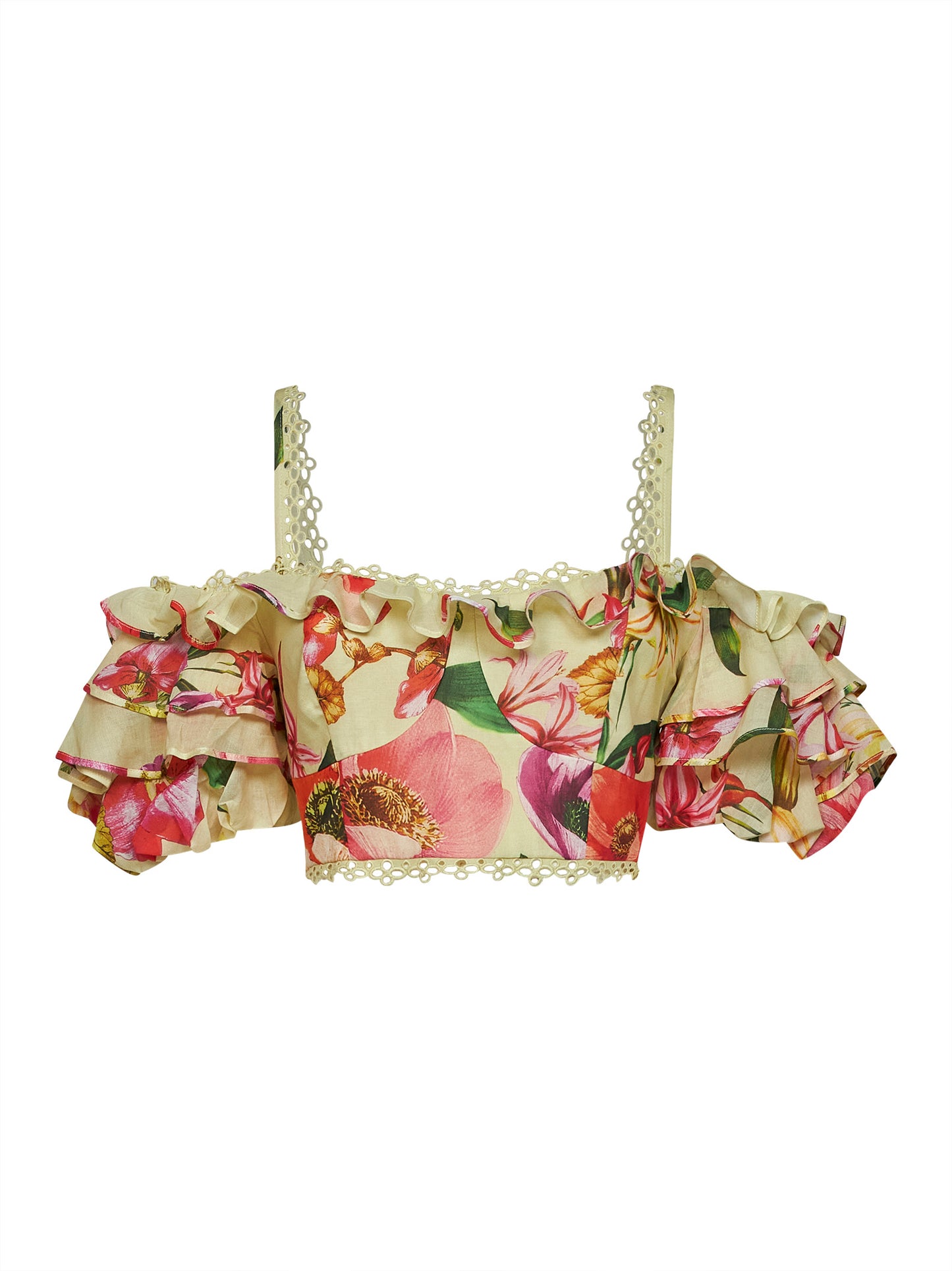 Top crop Bloom in cotone stampa floreale giallo