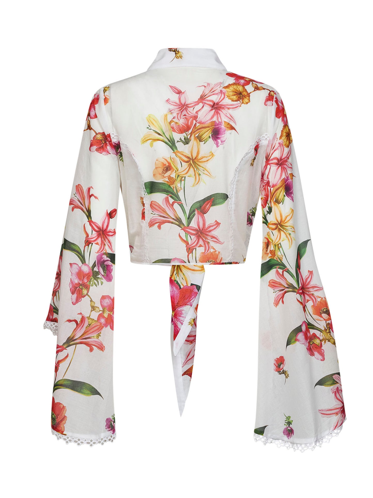 Blusa annodata in vita Lei in cotone stampa floreale bianco