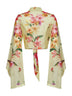 Yellow floral-print cotton blouse Lei tied-waist shirt