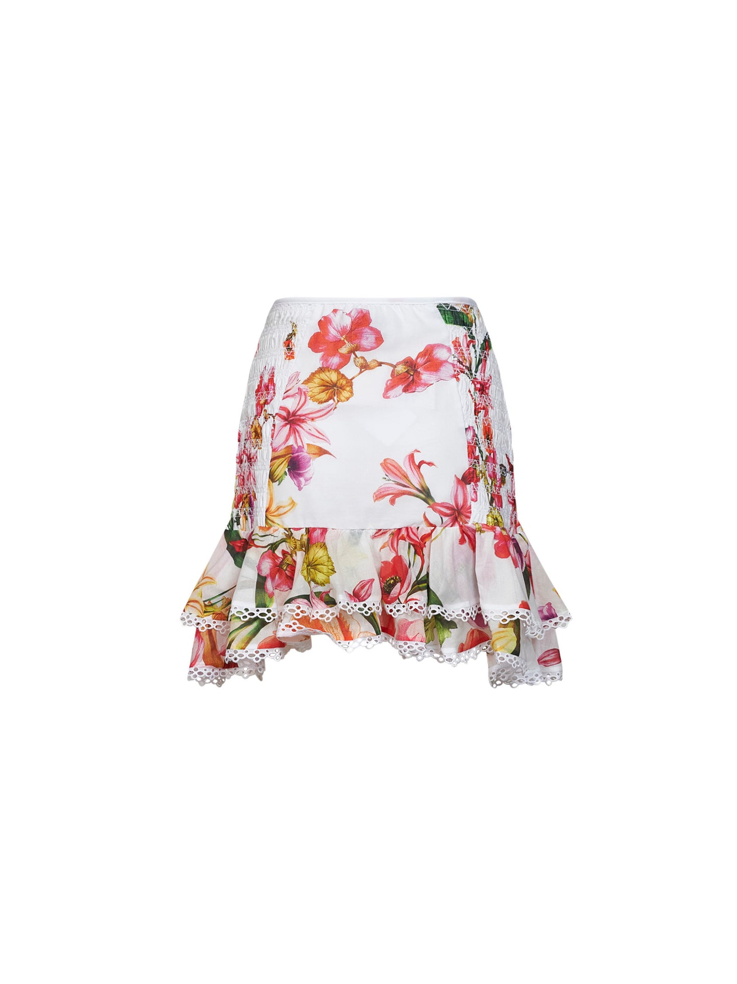 Minigonna Lush in cotone stampa floreale bianco