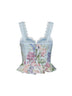 Light blue floral-print cotton Floret bustier top