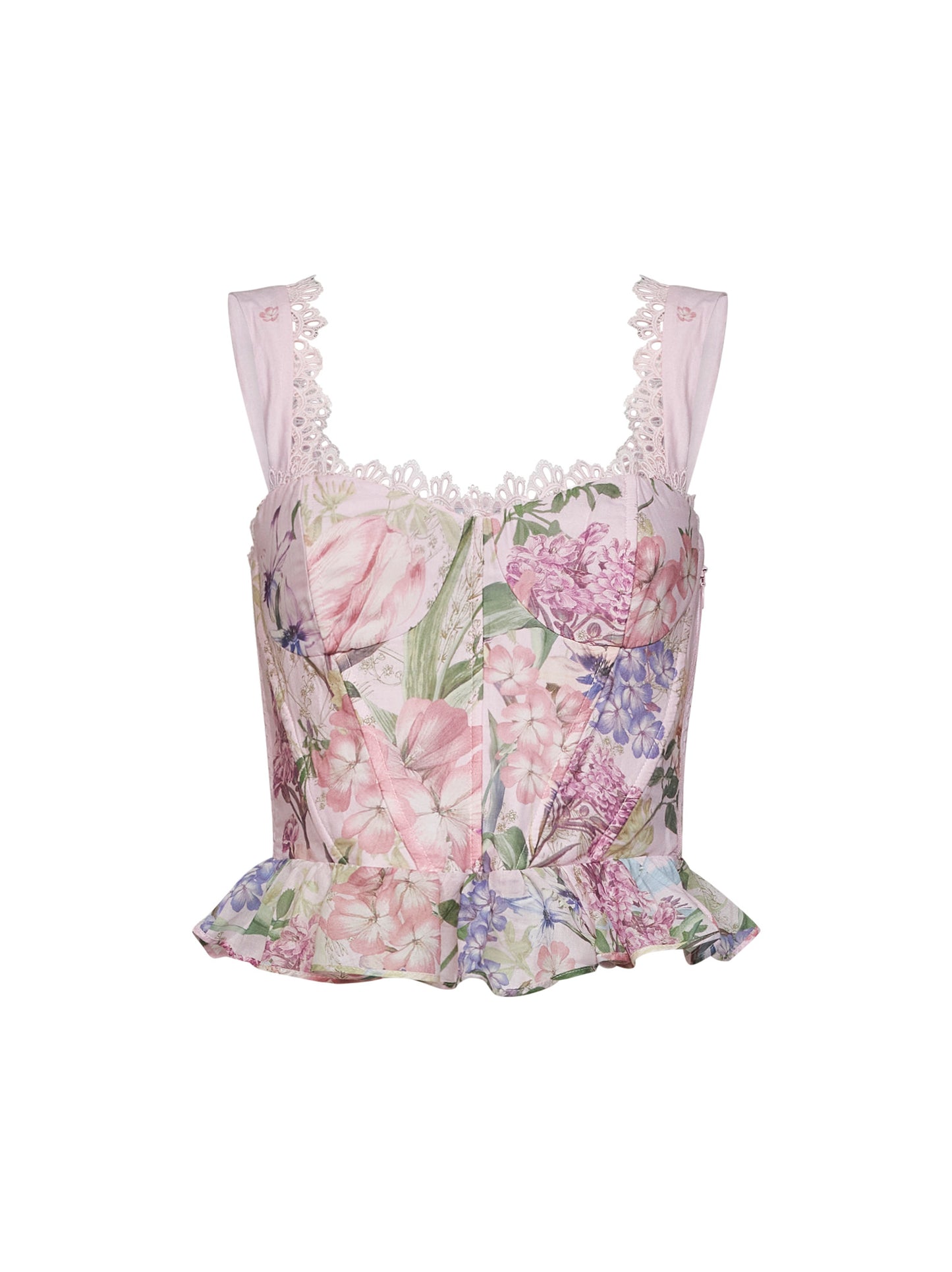 Top bustier Floret in cotone stampa floreale rosa