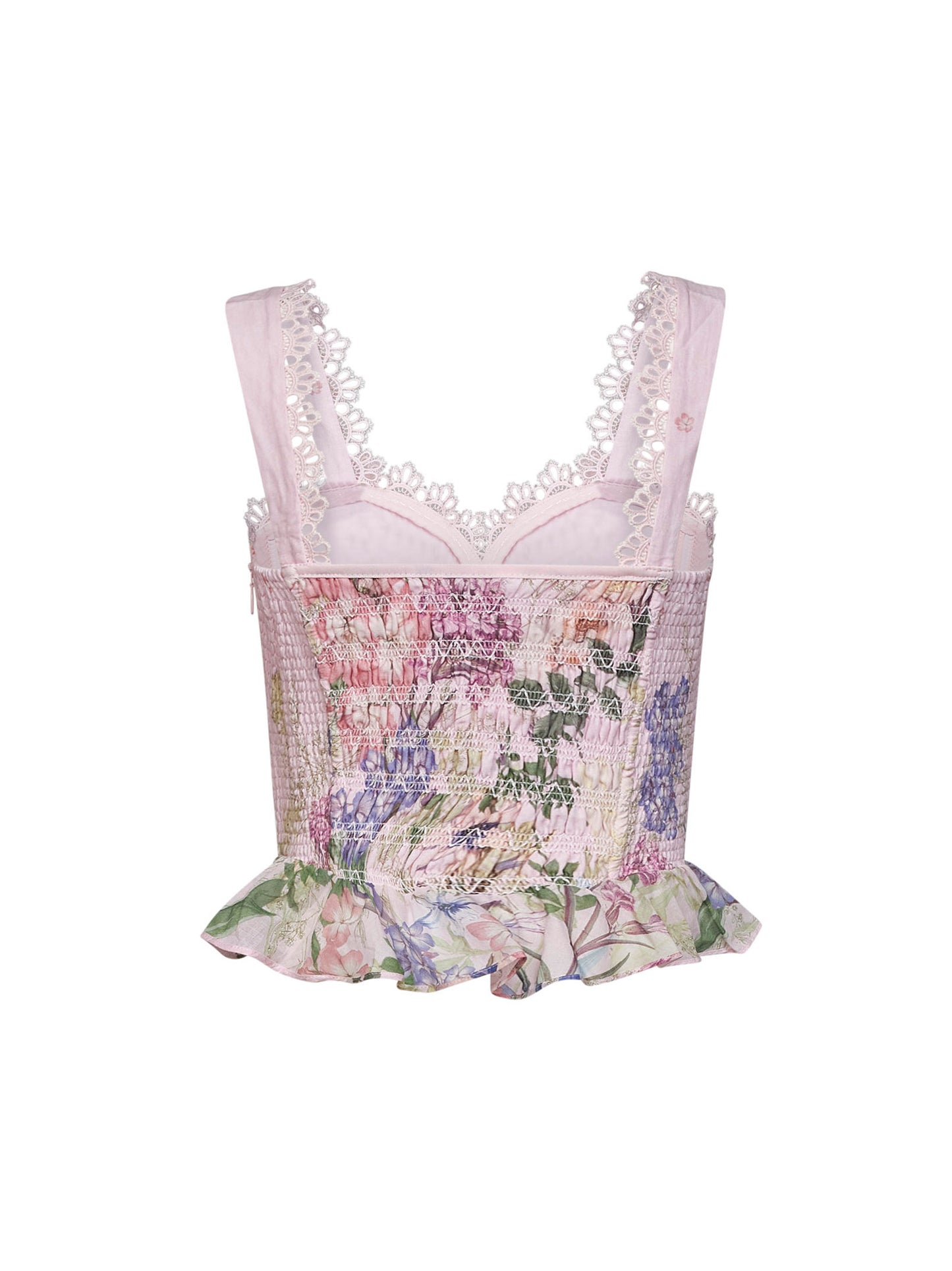 Top bustier Floret in cotone stampa floreale rosa