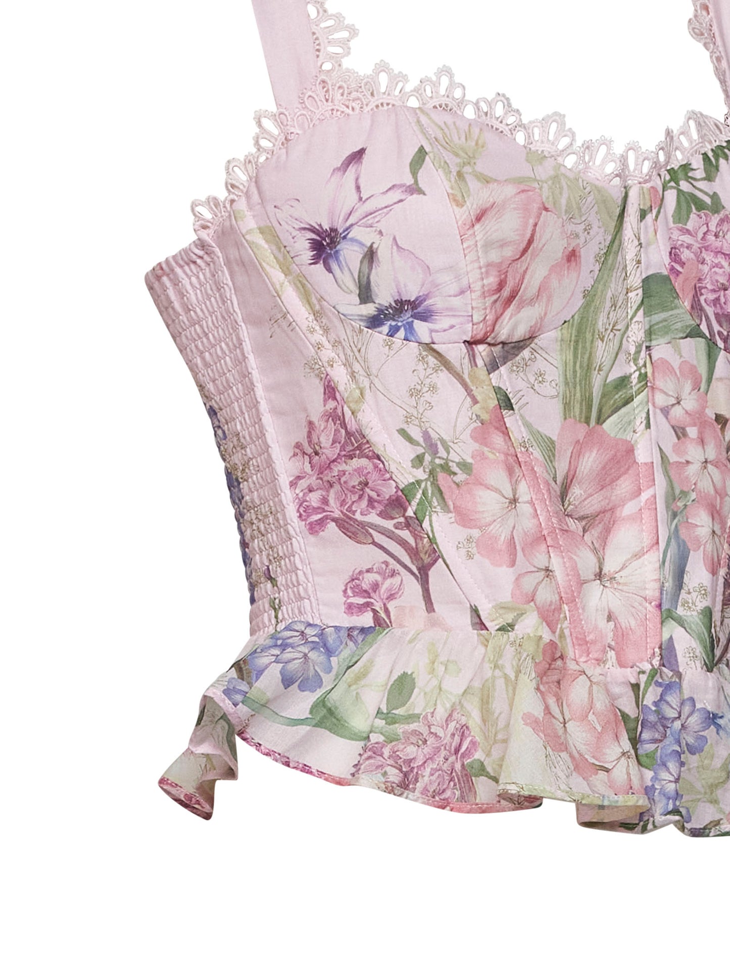 Top bustier Floret in cotone stampa floreale rosa