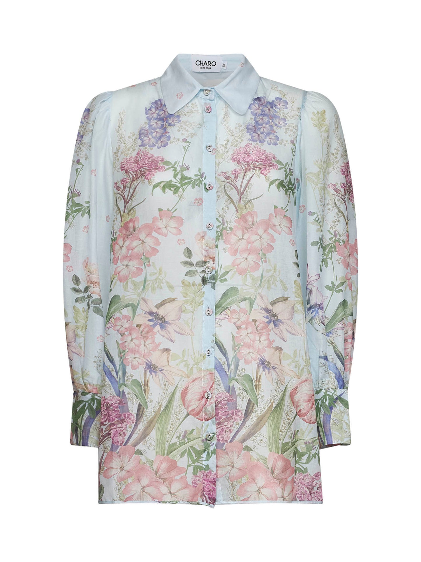 Blusa Aster in misto cotone stampato azzurro