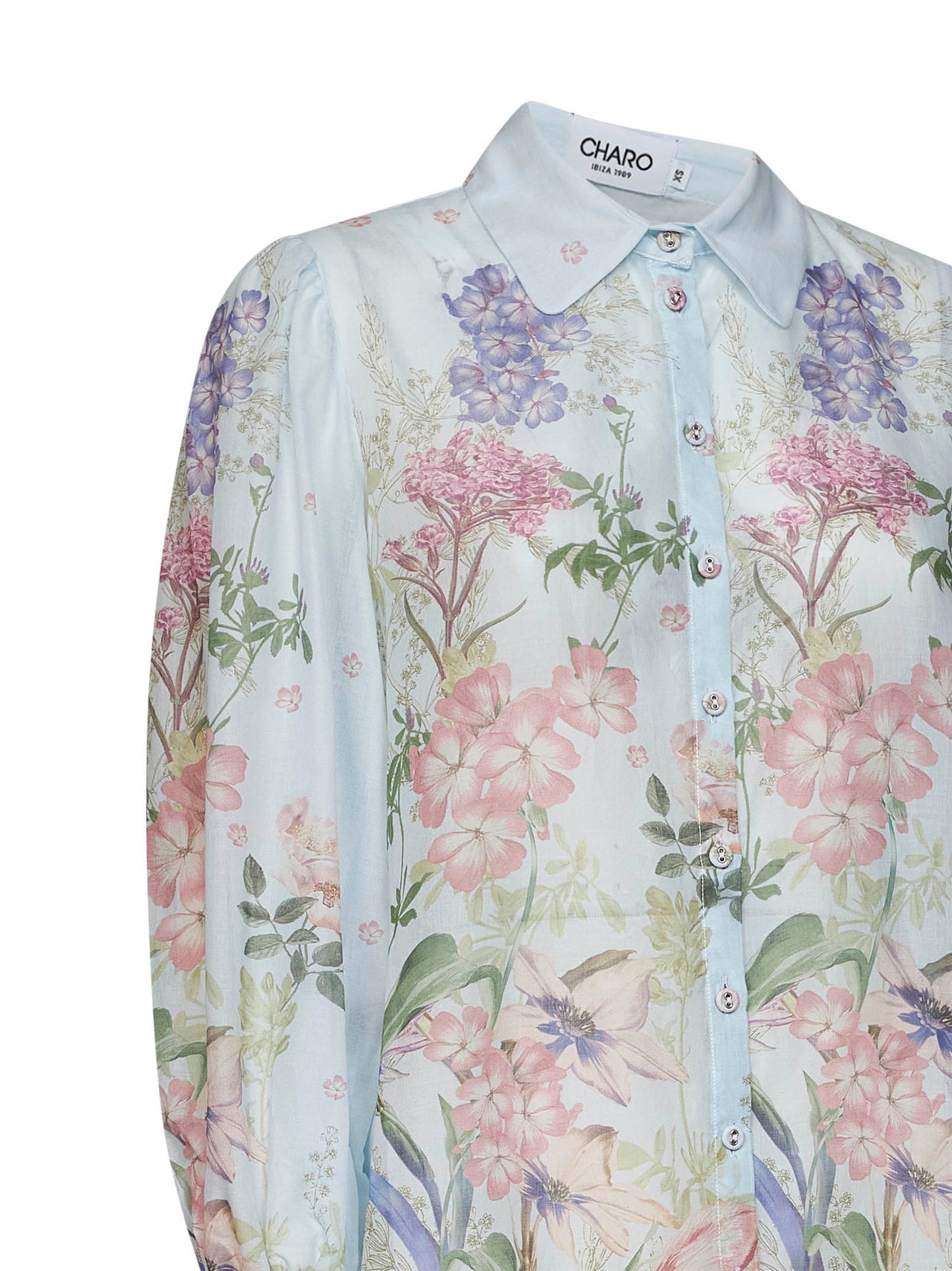 Blusa Aster in misto cotone stampato azzurro