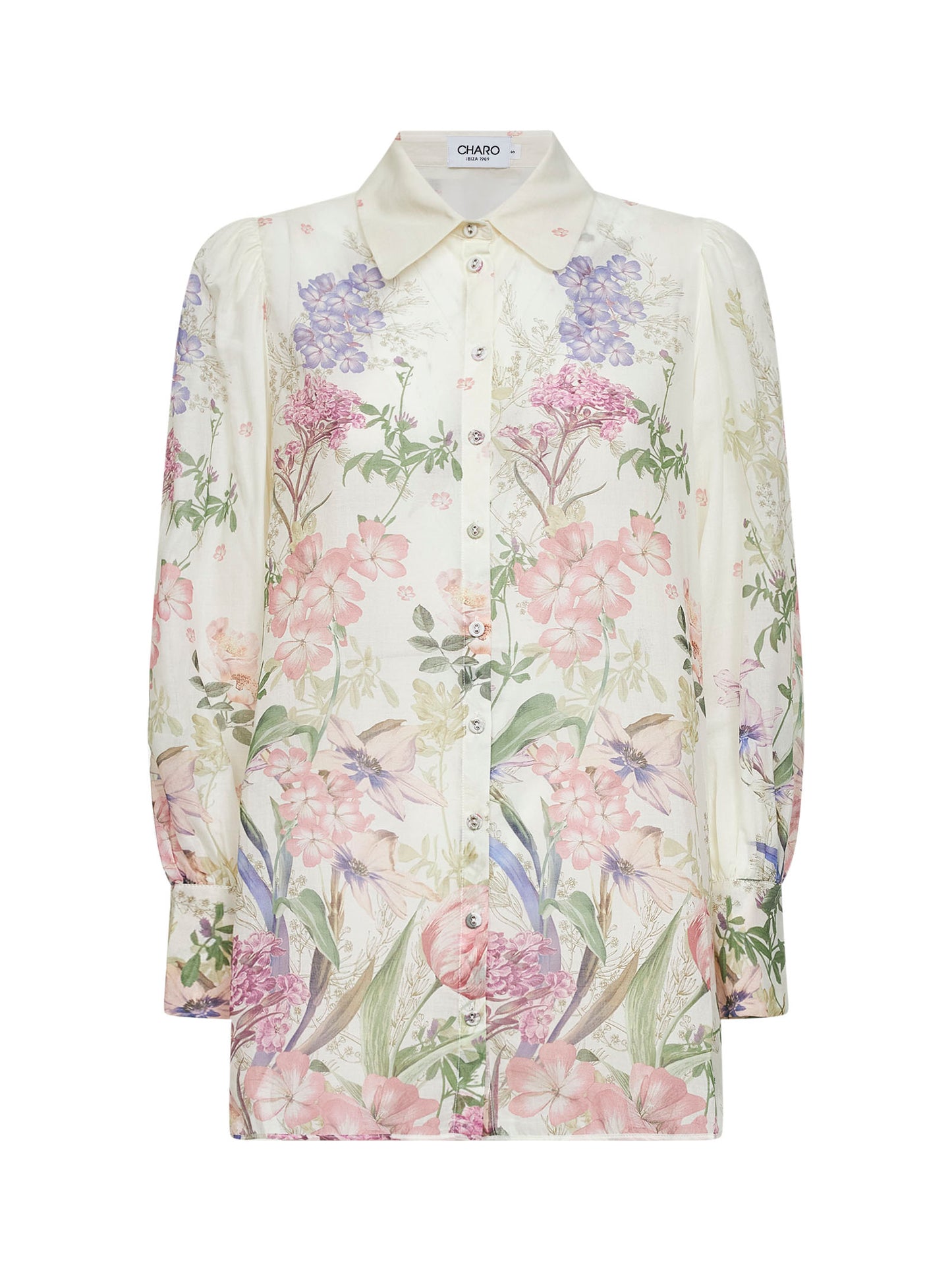 Blusa Aster in misto cotone stampato crema