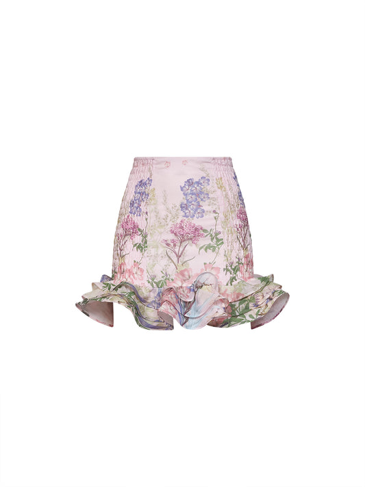 Pink floral-print cotton Turna mini skirt