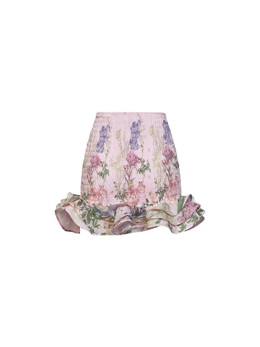 Pink floral-print cotton Turna mini skirt