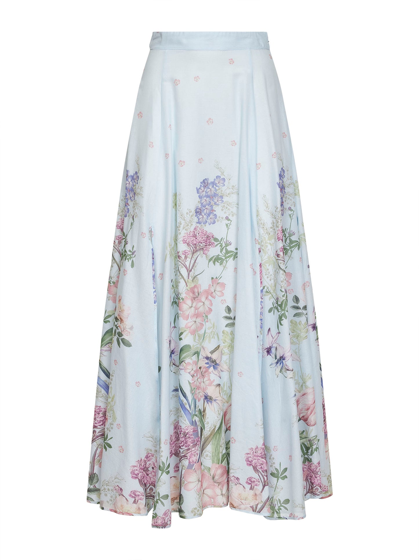 Light blue printed cotton blend Ventine long skirt