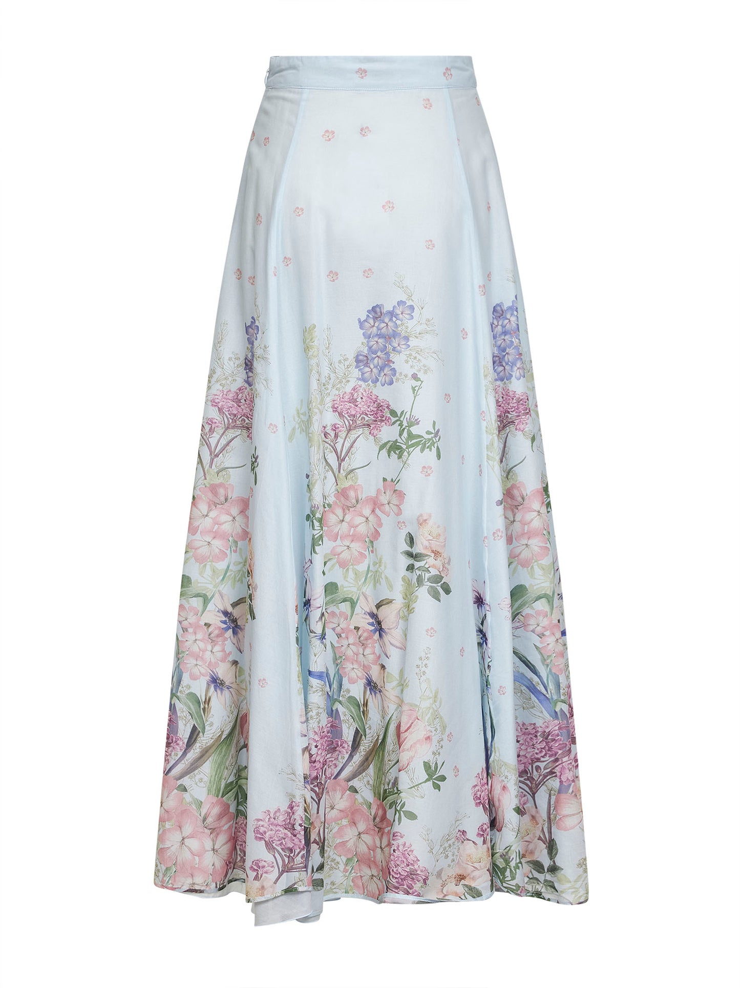 Light blue printed cotton blend Ventine long skirt