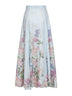 Light blue printed cotton blend Ventine long skirt
