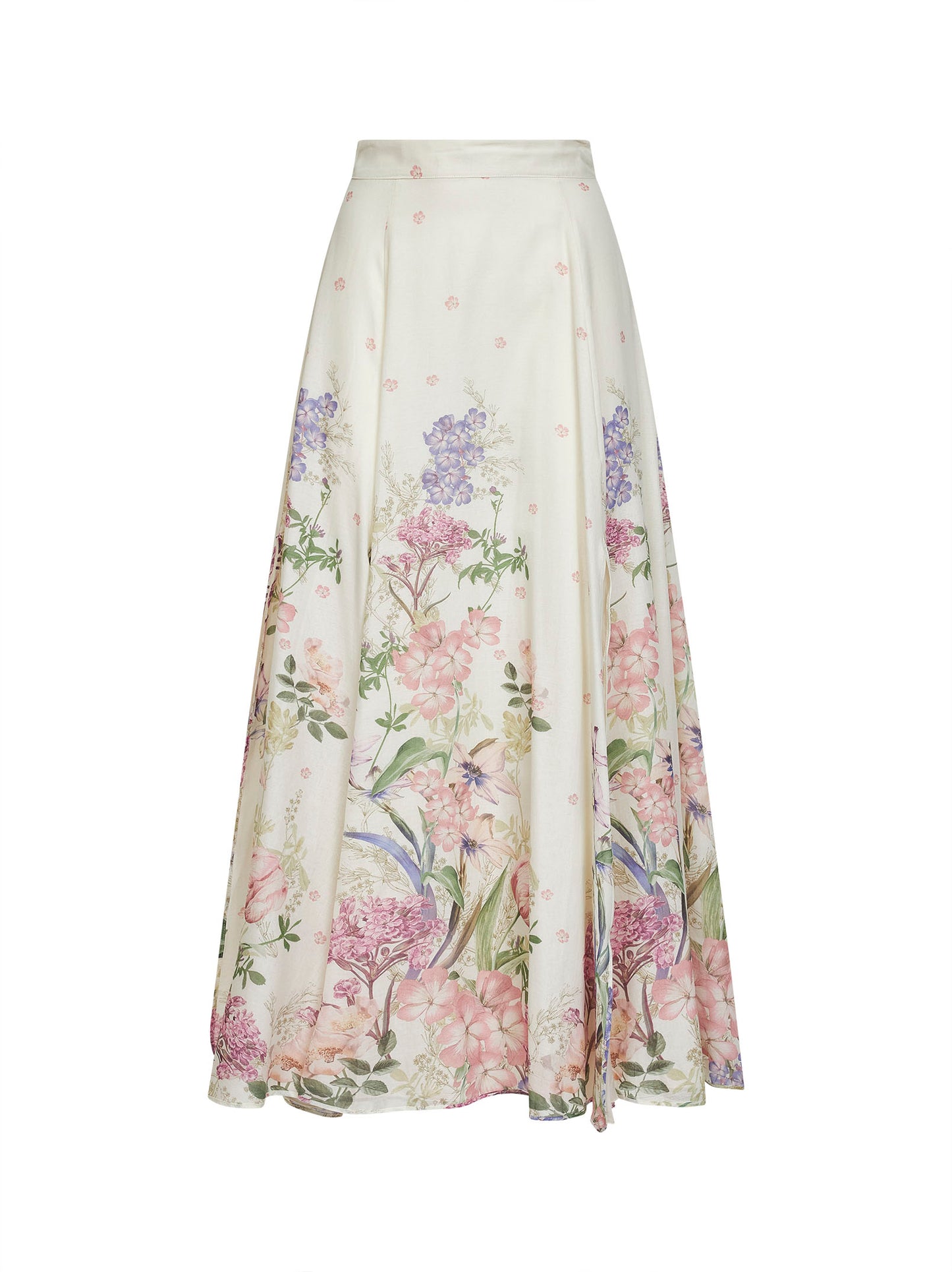 Cream printed cotton blend Ventine long skirt