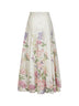 Cream printed cotton blend Ventine long skirt
