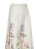 Cream printed cotton blend Ventine long skirt