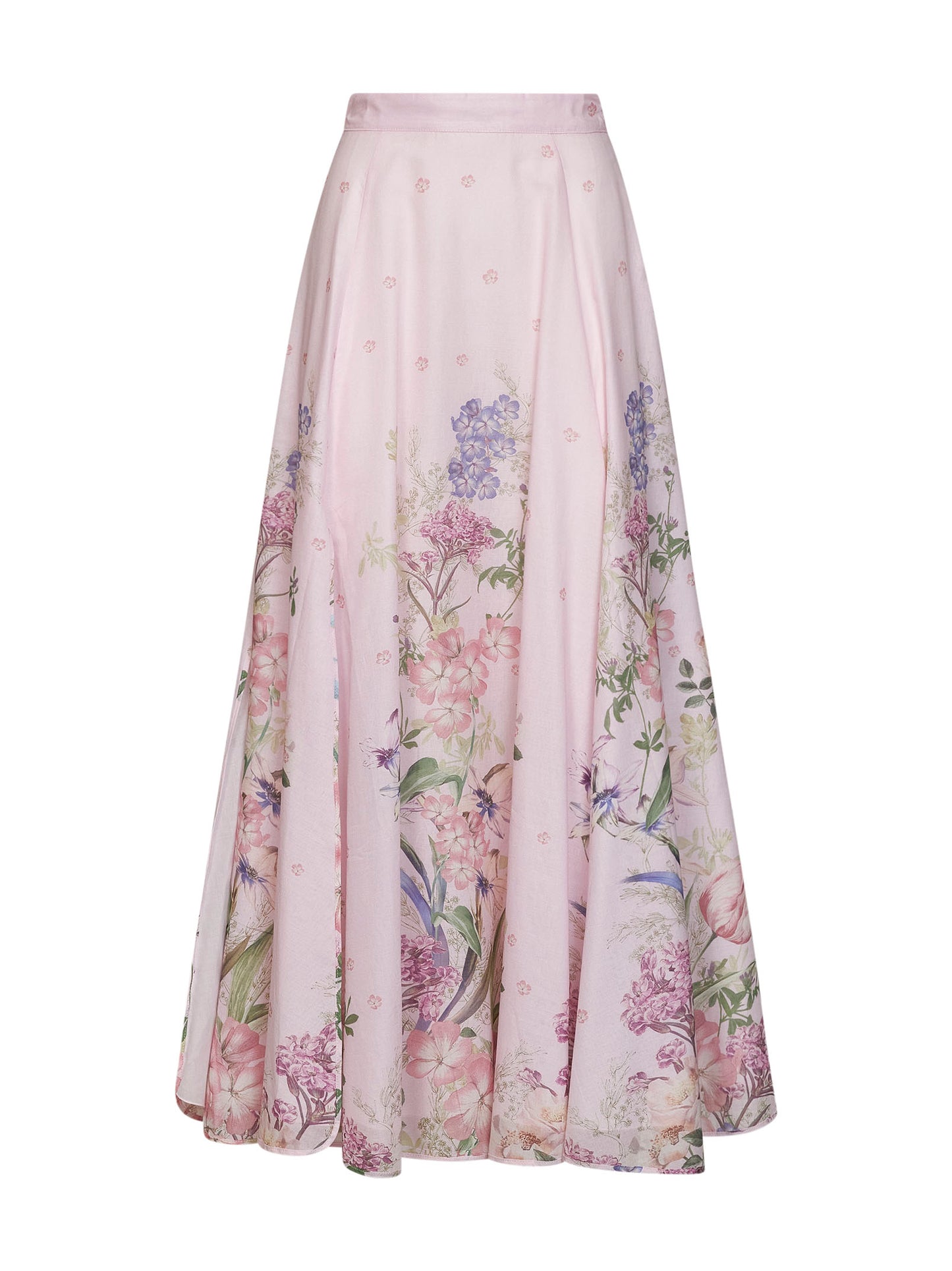 Pink printed cotton blend Ventine long skirt