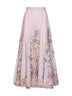 Pink printed cotton blend Ventine long skirt