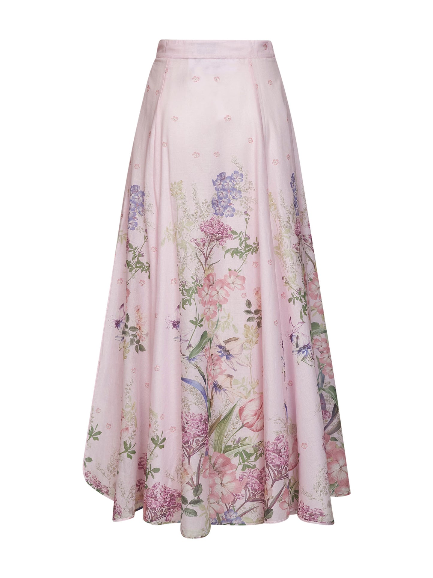 Pink printed cotton blend Ventine long skirt