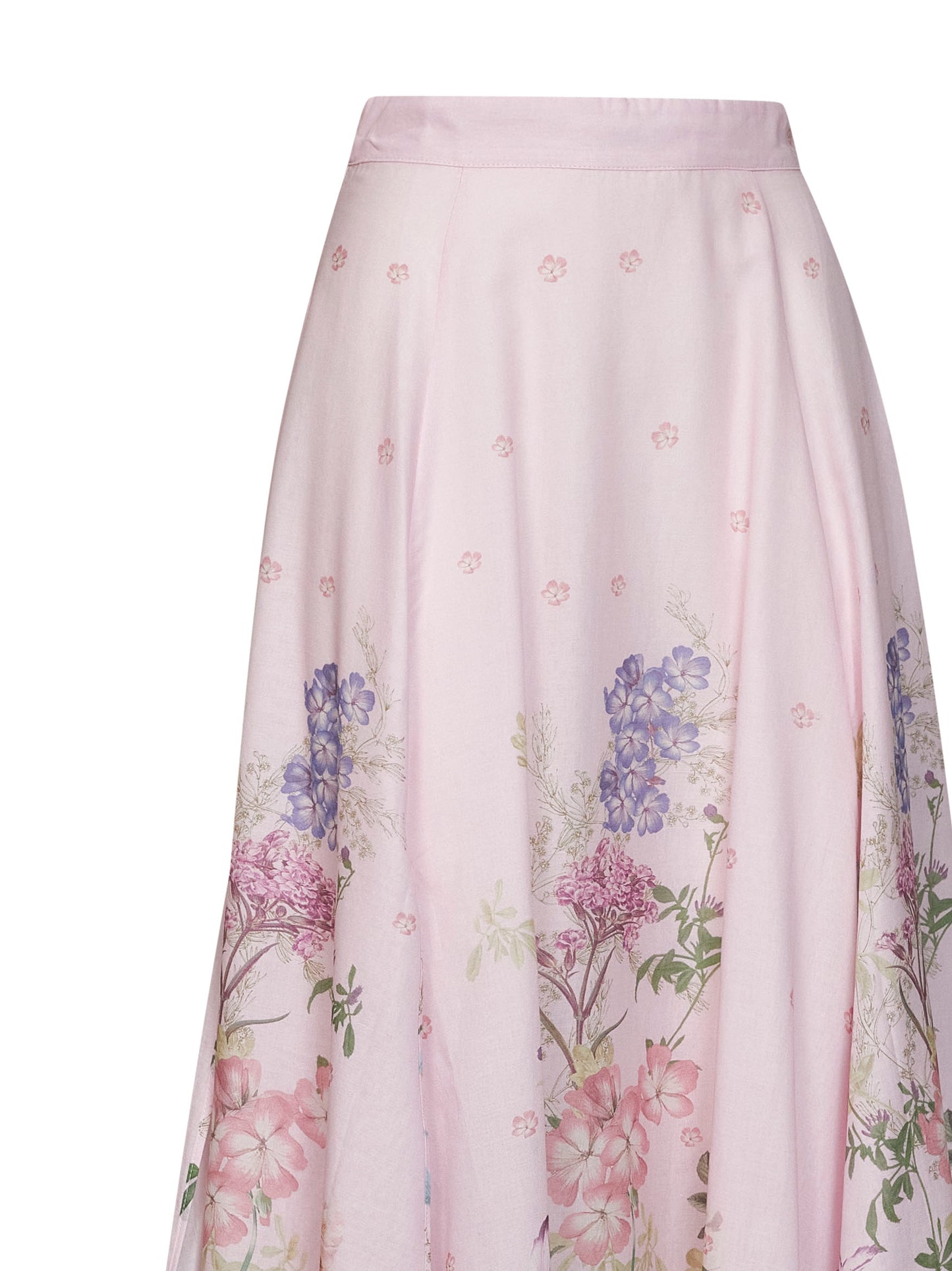 Pink printed cotton blend Ventine long skirt