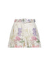 Shorts con cintura Pansy in misto cotone stampato crema