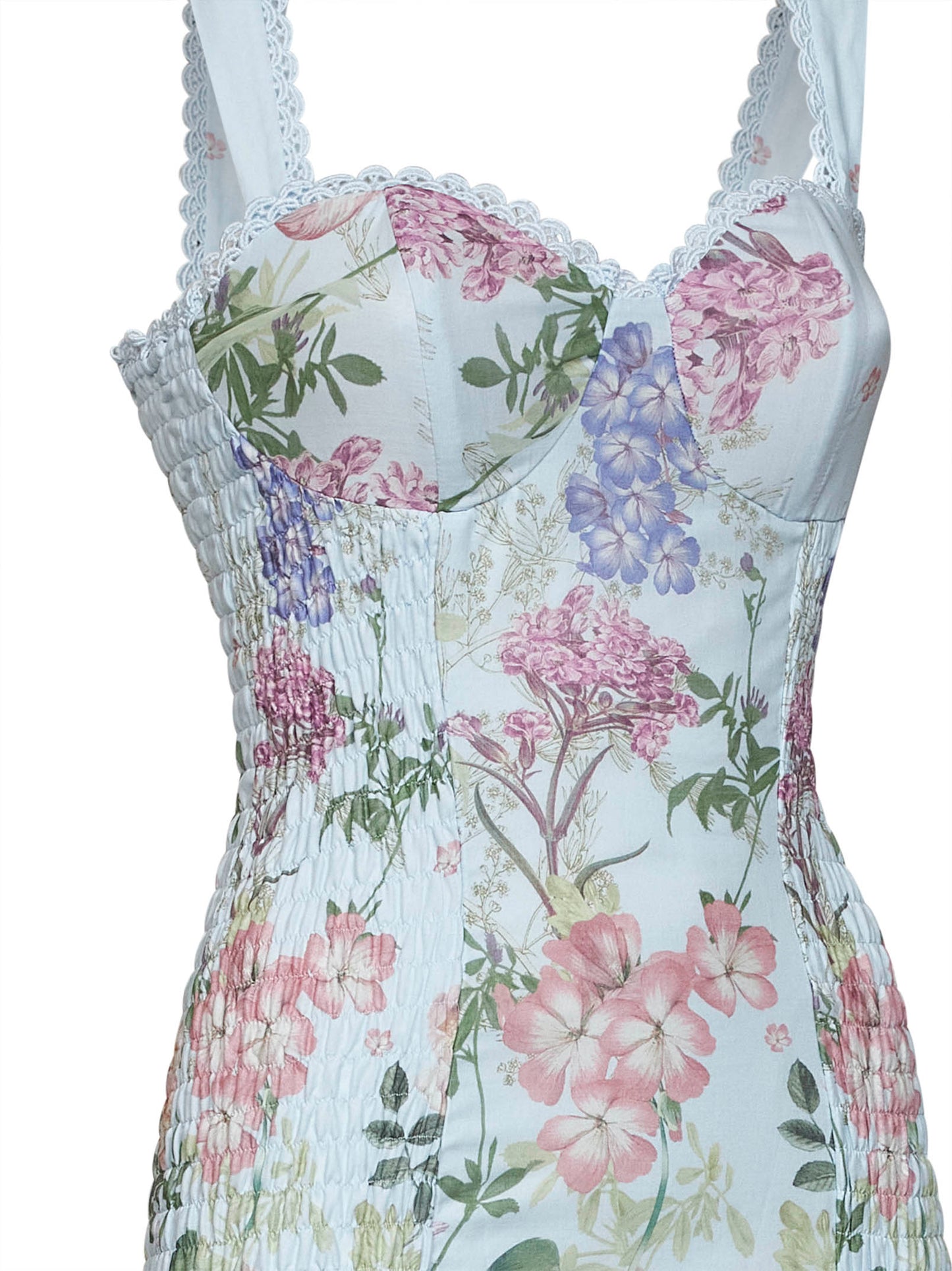Light blue printed cotton blend Sunil bustier mini dress