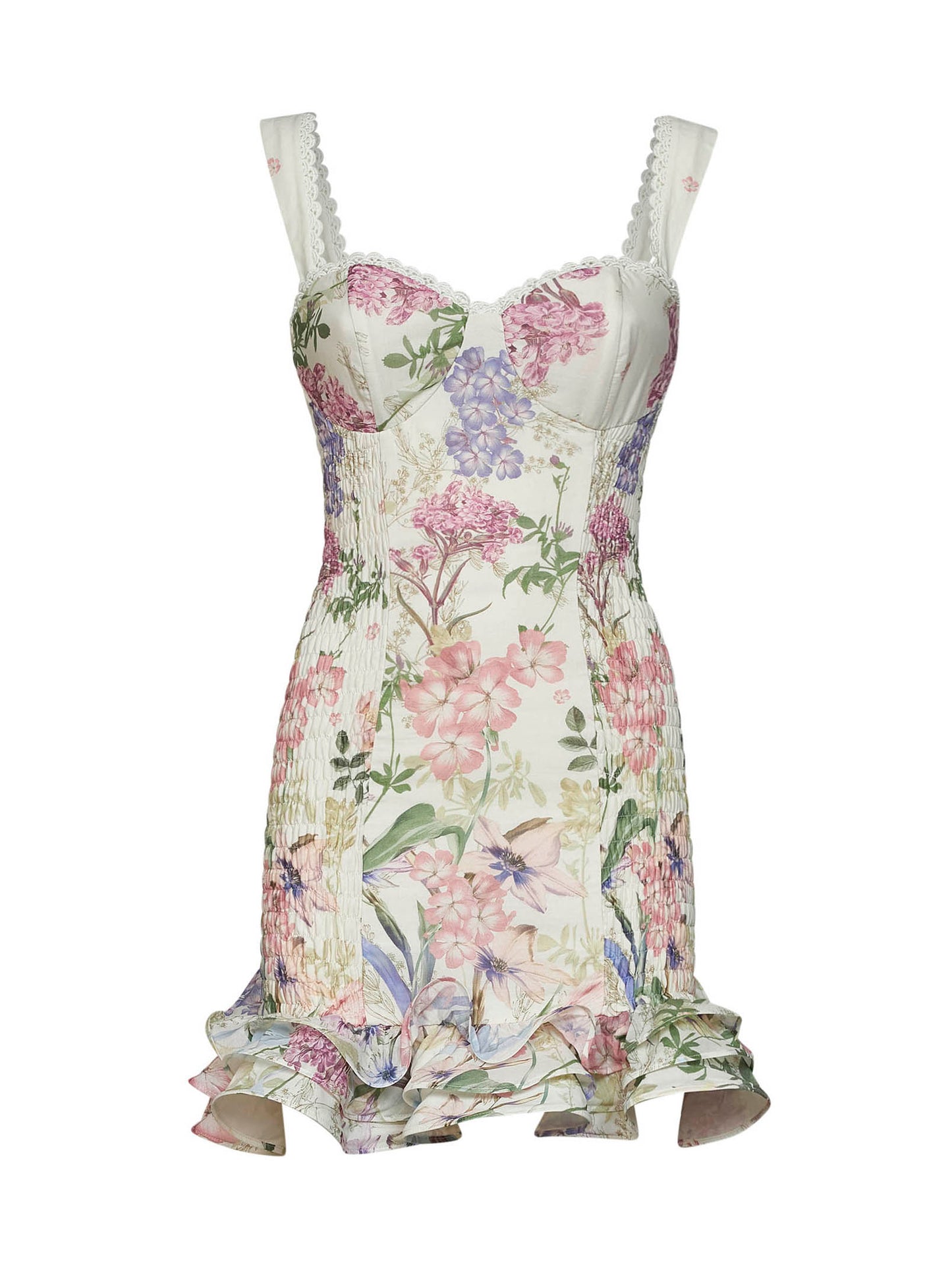 Miniabito bustier Sunil in misto cotone stampato crema