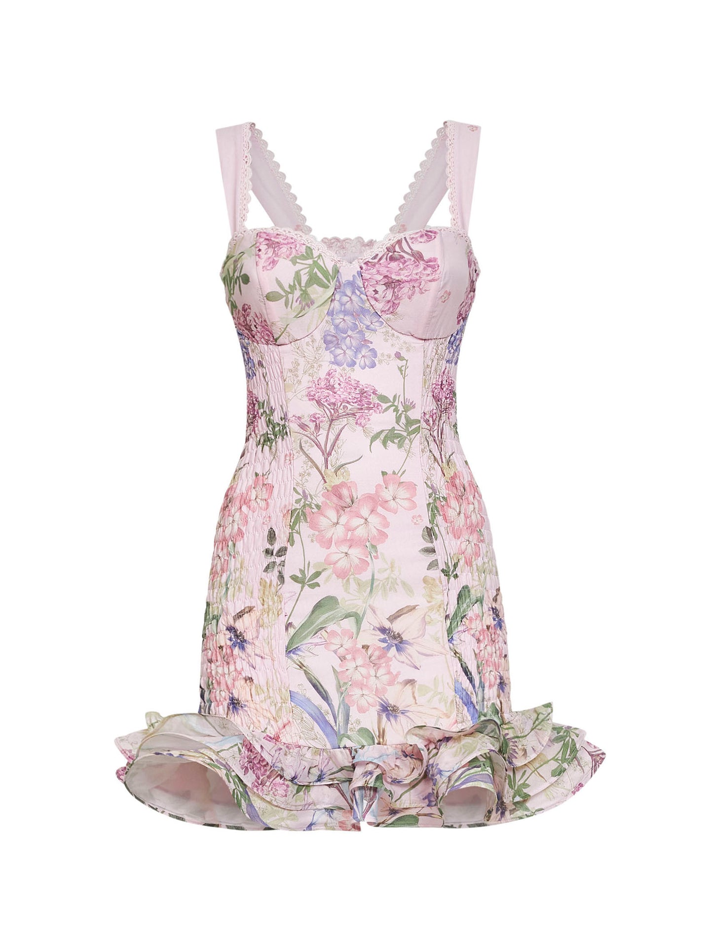 Miniabito bustier Sunil in misto cotone stampato rosa
