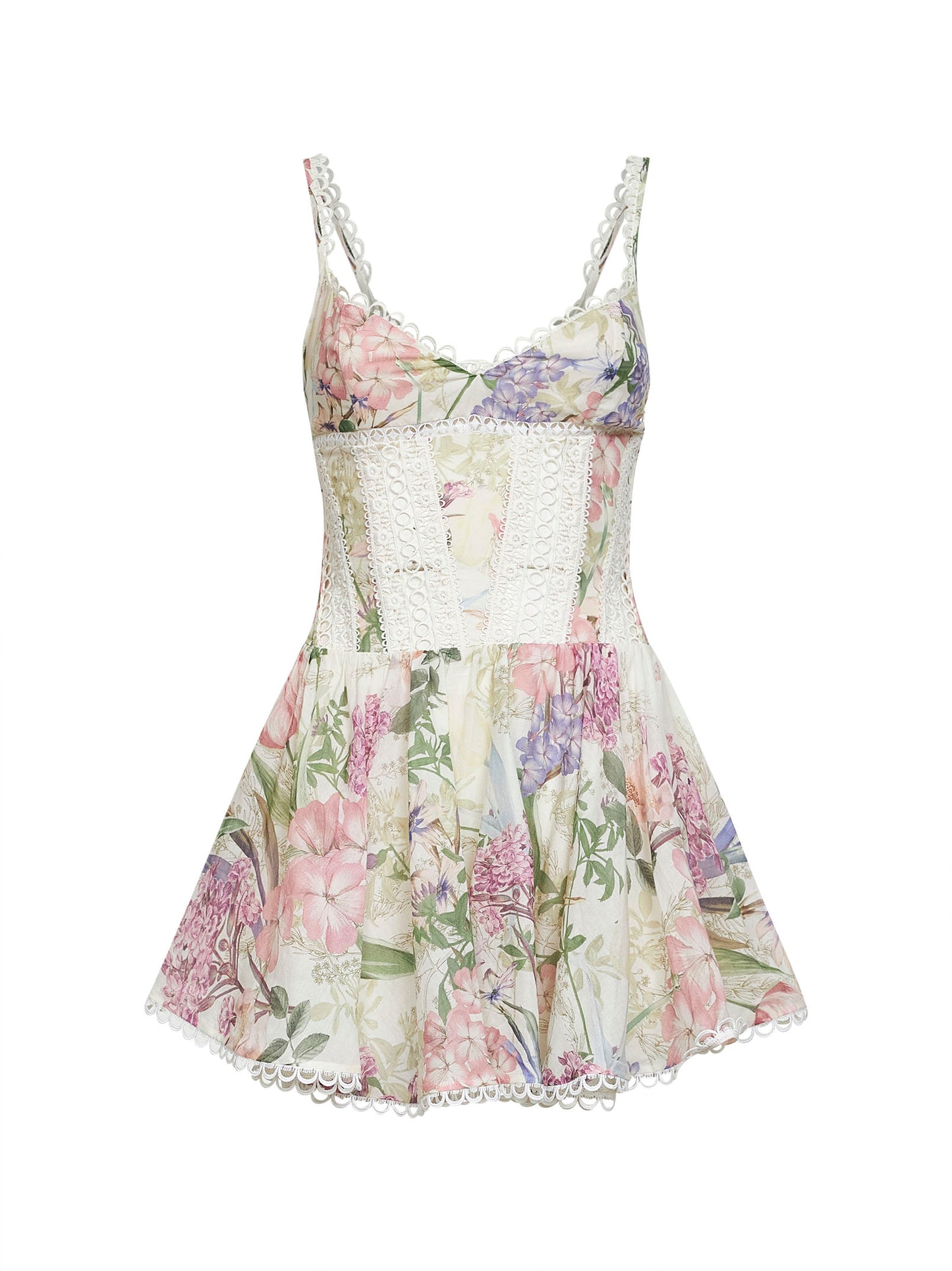 Cream printed cotton blend Gardenia mini dress
