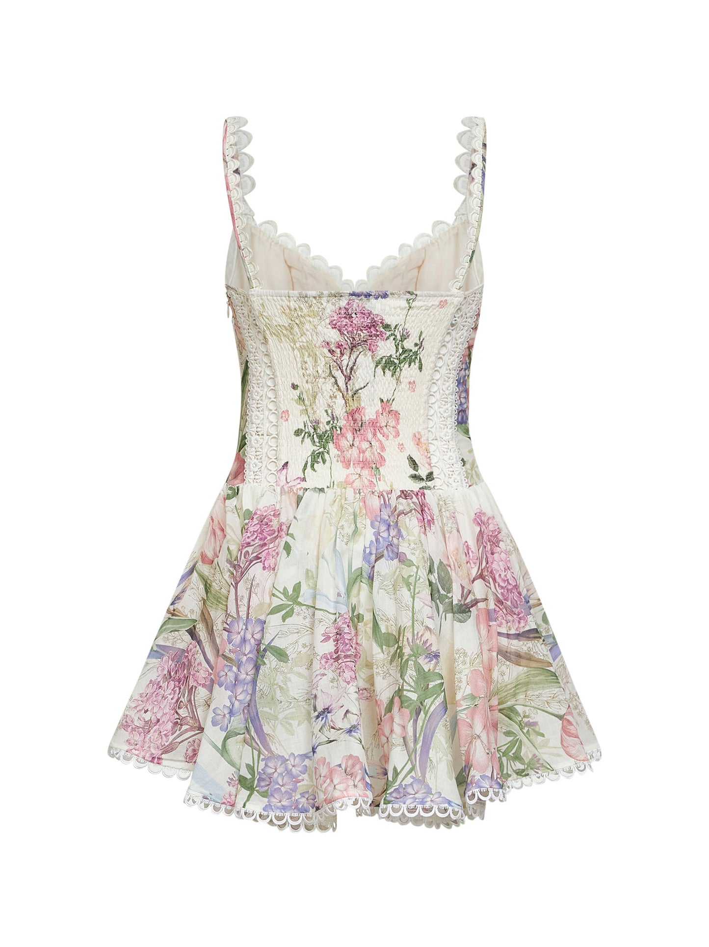 Cream printed cotton blend Gardenia mini dress