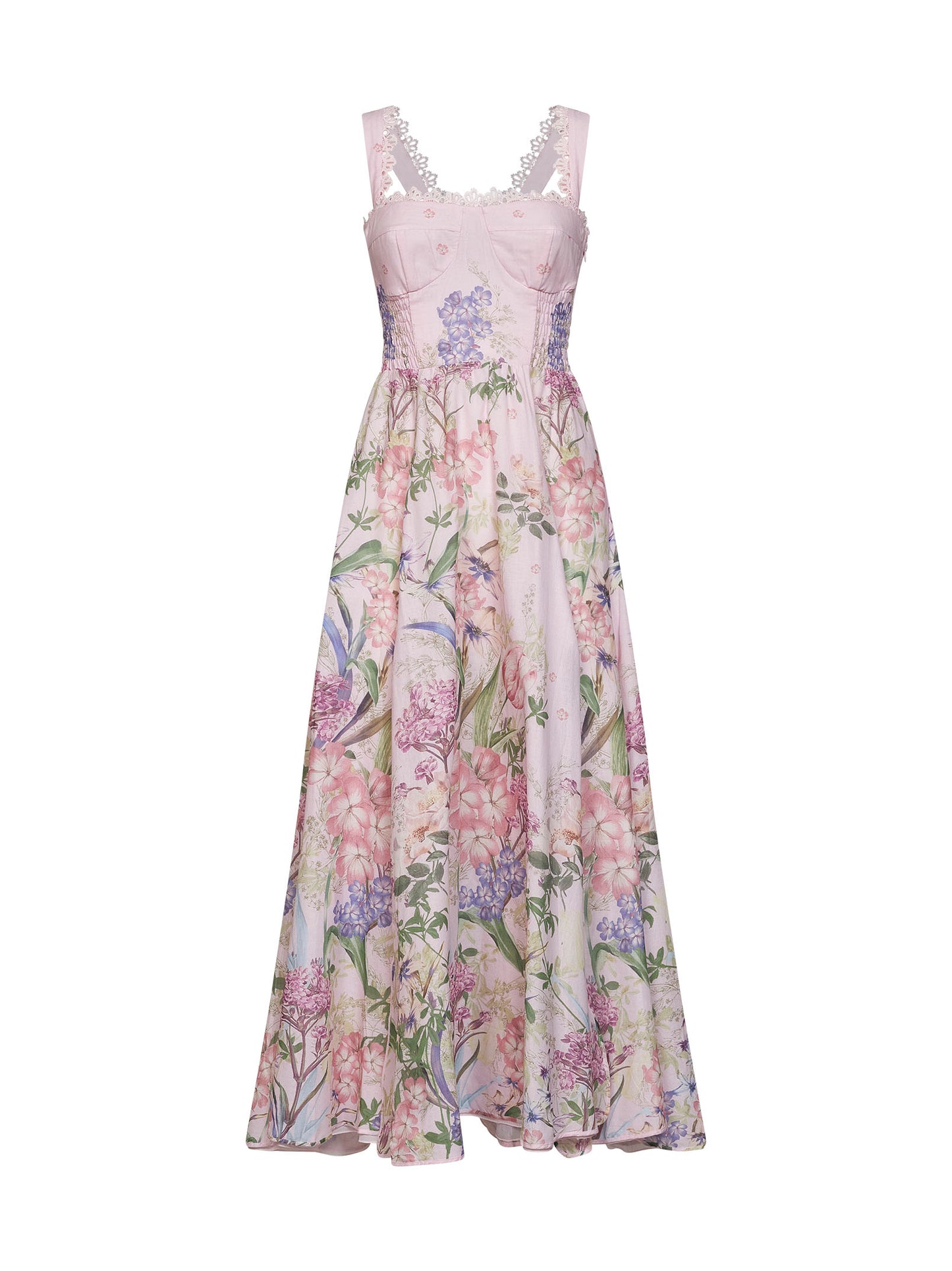 Abito lungo Crissy in misto cotone stampato rosa