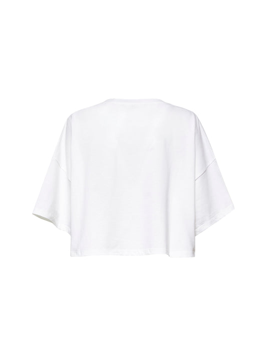 White jersey cropped logo T-shirt
