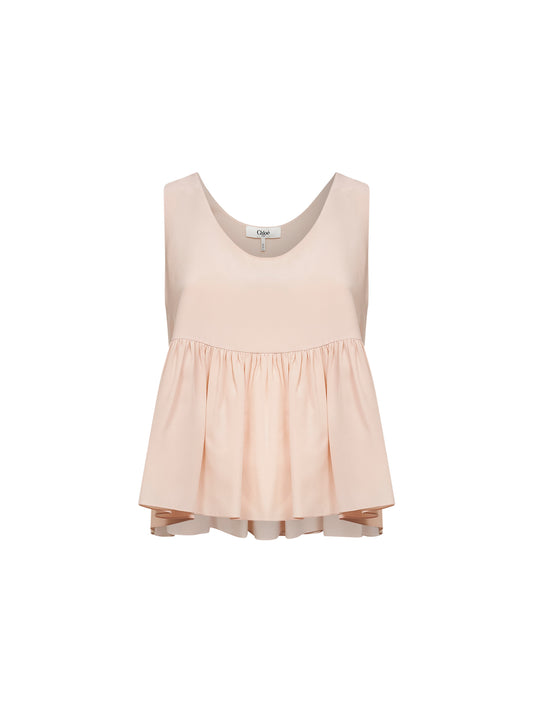 Pink crêpe de chine fluid sleeveless top