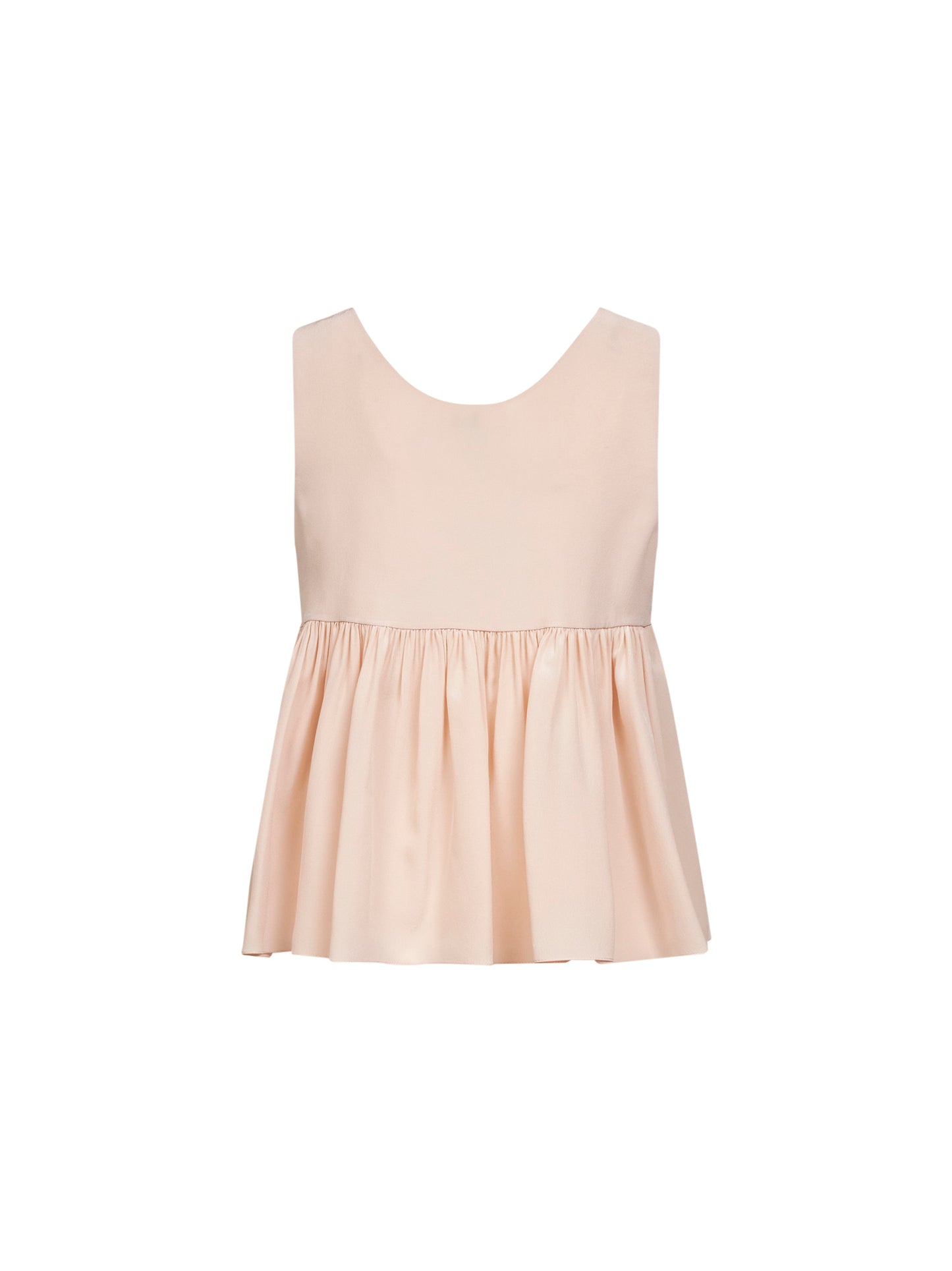 Top smanicato fluido in crêpe de chine rosa