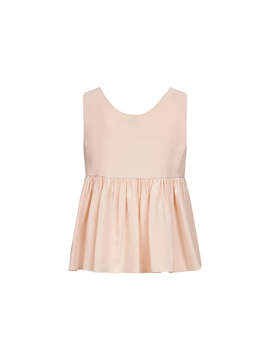 Pink crêpe de chine fluid sleeveless top