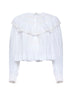 Top corto con volant in voile di cotone e pizzo latte