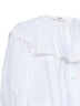 Top corto con volant in voile di cotone e pizzo latte