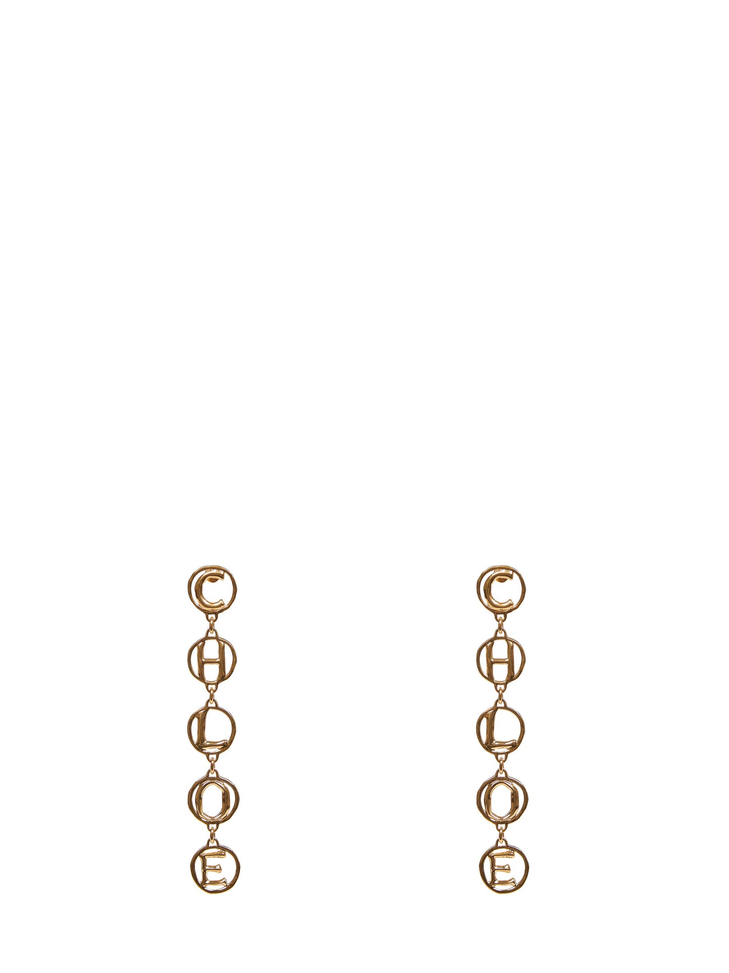 Gold brass Chloé Script drop earrings