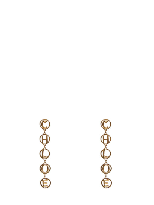 Orecchini pendenti Chloé Script in ottone oro