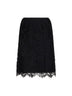Black floral lace straight skirt